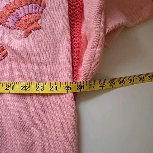 Storybook Knits Coral Pink Cardigan Sweater Sea Horsing Around Size 1X Beaded - Picture 8 of 10
